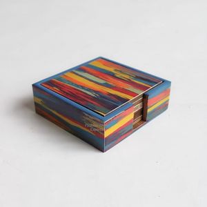 Posavasos para bebidas elegantes y duraderos, juego de 6 esmaltes de aspecto de madera con alfombrillas y almohadillas de soporte para protección, derrames, arañazos, daños por calor - Product Image 3