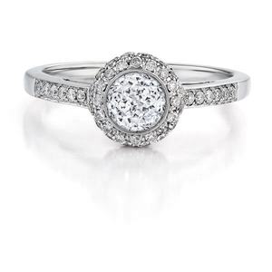 Anillo de compromiso de diamante cultivado en laboratorio con ajuste de pavé y corte brillante redondo en oro blanco para mujer - Product Image 2