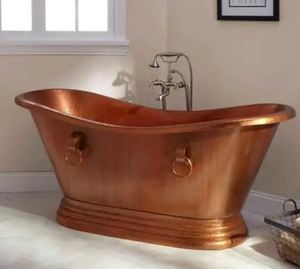 อ่างอาบน้ำแบบลอยตัว ทองแดงผิวสัมผัสแบบตอกลาย รุ่น Single Slipper พร้อมนิกเกิล - Product Image 4