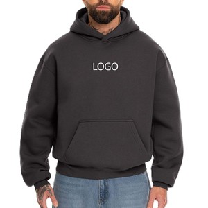 Custom Heavyweight Regular Fit Winter Print Hoodie <b>Men</b> Charcoal <b>Grey</b> Drop Shoulder Pullover Cotton <b>Fleece</b> Sweatshirt Wholesale - Product Image 1