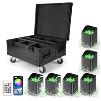 6 projecteurs Uplight avec flight case de chargement, 7x20W RGBWUV 6-en-1, à batterie, pour salles de mariage, fêtes, éclairage de scène sans fil