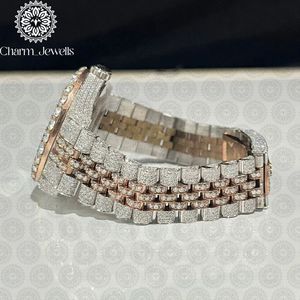Montre de luxe pour homme Charm, boîtier de 40 mm, mouvement mécanique analogique, bracelet en acier inoxydable serti de diamants, cadran en verre lumineux, automatique - Product Image 3