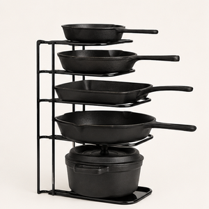 5 Tier Pot and Pan Organizer <b>Rack</b> for <b>Kitchen</b> Cabinet Sturdy Metal Space-Saving <b>Storage</b> Shelf for Cast Iron Skillets Griddles - Product Image 1