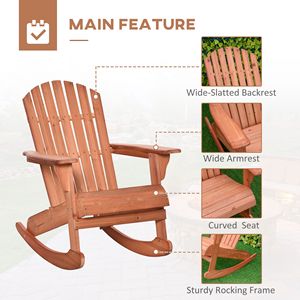 Sedia a dondolo classica rustica Adirondack con design in legno a doghe, schienale a ventaglio e braccioli ergonomici per patio in teak - Product Image 6