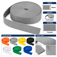 Geweven band van polyester, grijs, 25 mm, voor tassen, bagage en textielproductie