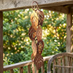 Chaîne de pluie décorative en forme de feuille, finition cuivre naturel, pour gouttière, jardin, patio, porche, extérieur de la maison - Product Image 6
