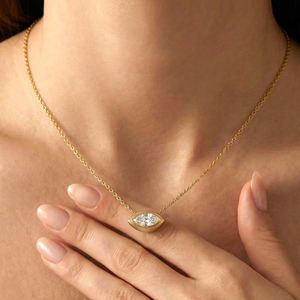 Custom 18K Solid Gold 2 Carat CVD Lab Grown Diamond Solitaire Pendant <b>Necklace</b> Luxury Round Brilliant Cut Choker Gift for Women - Product Image 1