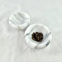Set Premium dari 2 marmer herba & mangkuk garam/piring nyaman meja memasak dan melayani makanan alat