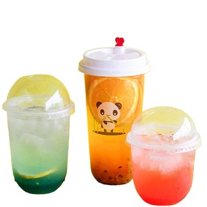 Gobelets en plastique PP en forme de U avec logo personnalisé imprimé UV, 360 ml/500 ml/700 ml, diamètre 90 mm, avec couvercle pour café et matcha - Product Image 1