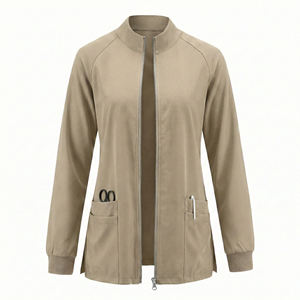 Blouse médicale personnalisable à fermeture éclair intégrale, sans col, manches longues, prix de gros, directement de l'usine - Product Image 4