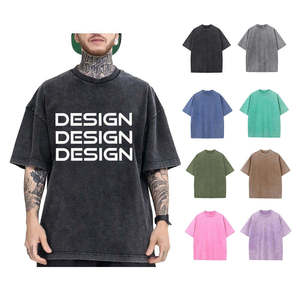 เสื้อยืดคอตตอนโอเวอร์ไซส์พิมพ์ลายคุณภาพสูง สไตล์วินเทจฟอกสีแบบแอซิดวอช แนวสตรีทแวร์ แขนสั้น รับผลิตแบบ OEM ขายส่ง - Product Image 1
