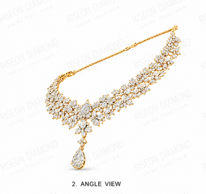 Premium Handcrafted Floral Lab Diamond <b>Necklace</b> Round Pear Cut Gold Pendant Bridal High End Occasion <b>Statement</b> Luxury Jewelry - Product Image 2