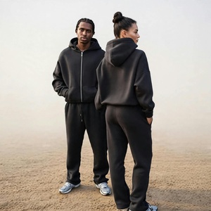 Unisex <b>Black</b> <b>Zip</b> <b>Up</b> <b>Hoodie</b> Oversized Solid Color Hooded Sweatshirt French Terry Casual Autumn Pullover - Product Image 1