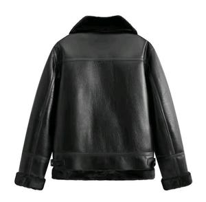 Chaqueta de cuero PU para hombre, estilo motociclista, con solapa, tipo traje de vuelo. - Product Image 3