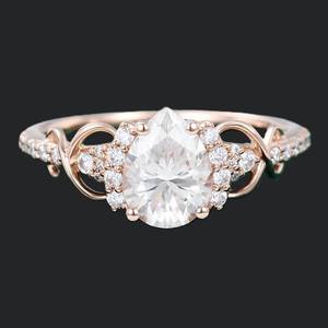 Anillo Cruzado de Diamante Moissanita Cultivado en Laboratorio, Chapado en Oro Rosa, Joyería de Moda para Regalo en Ocasiones Especiales - Product Image 1