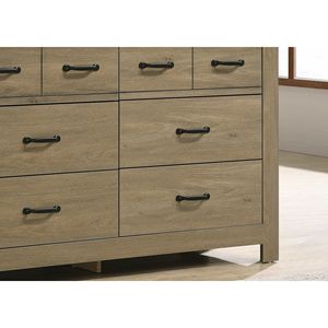 Comò Finn 51 in finitura rovere grigio caffè con 6 cassetti e manici neri mobili eleganti per camera da letto - Product Image 4