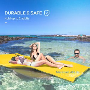 Tapis flottant jaune en forme de feuille de cattane 9 x 6 pour 2 adultes, idéal pour lac, piscine, océan, plage et bateau - Product Image 3
