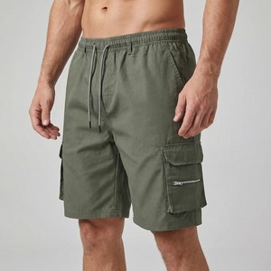 Pantalones Cortos Cargo Beige para Hombre, Cintura Media, con Cordón, Estilo Casual, con Bolsillos, Tela de Algodón Transpirable - Product Image 5
