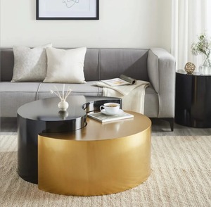 Value Pick Modern <b>Round</b> Coffee <b>Table</b> With <b>Gold</b> And Black Metal Finish Contemporary Living Room Furniture Decorative Design - Product Image 3