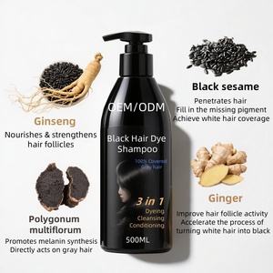 Champú tinte de cabello negro natural <span class=keywords><strong>para</strong></span> <span class=keywords><strong>hombres</strong></span> y mujeres sin amoníaco Color de cabello permanente Cobertura gris Fácil de usar en el hogar - Product Image 2