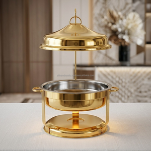 Plat de service rond en acier inoxydable martelé avec couvercle en dôme, style calligraphie islamique de luxe, pour buffet, hôtel et restaurant - Product Image 4