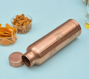 Hammered Pure Copper Classic Design Eco-Friendly Leak Proof <b>Water</b> <b>Bottle</b> Handle Lid Customized Dining Home Outdoor Office Travel - Product Image 1