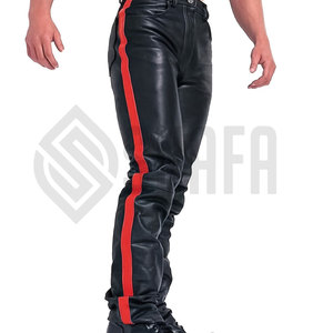 Wholesale Custom Made Lightweight High Waist Casual <b>Canvas</b> Leather Pants for Men with Custom Logo Unique Design - Product Image 6