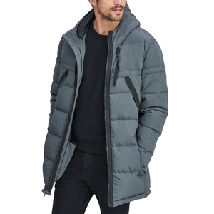Veste parka pour homme, longue, avec fermeture éclair diagonale, élégante, à capuche, chaude, avec plusieurs poches - Product Image 3