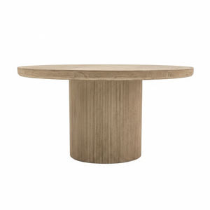 Mesa de Comedor Redonda Raka de Madera de Teca Sólida, Duradera, Moderna y de Lujo, con Patas de Listones Cilíndricos, Muebles para una Elegante Cocina, Comedor o Sala de Estar - Product Image 2