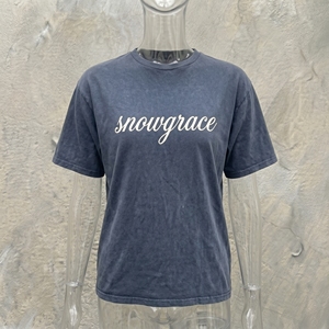 Snowgrace Men's Oversized 100% Cotton T-<b>Shirt</b> Short Sleeve O-Neck Casual Solid Silk Screen Printing High Street Jersey Fit - Product Image 6