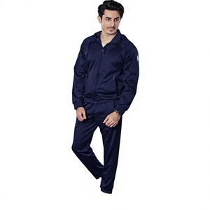 Chándal con Capucha y Cremallera Completa para Hombre 2026, Azul Marino/Negro, Color Sólido, Ropa Casual, Bolsillos Laterales, Corte Regular, Material de Poliéster para Otoño - Product Image 1