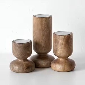 <b>Rustic</b> Wooden Candle Pillar Holder Premium Interior Decor for <b>Table</b> Shelf and <b>Console</b> Arrangement - Product Image 1