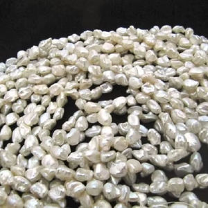 Perles naturelles blanches de 8-9 mm, perles de culture authentiques, brin de 16 pouces - Product Image 3