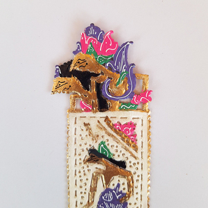 Imán de Refrigerador de Cuero con Diseño de Corona Rosa, Wayang Kulit Indonesio Hecho a Mano, Recuerdo Cultural Tradicional, Decoración para el Hogar - Product Image 2