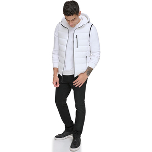 Chaleco Acolchado Casual para Hombre de la Mejor Calidad, Color Blanco, con Cierre, Sin Mangas, de Nailon y Poliéster, Cortavientos para Invierno, con Tres Bolsillos con Cierre - Product Image 3