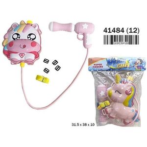 Pistola ad acqua a forma di unicorno in plastica per bambini con 2 serbatoi - Product Image 2