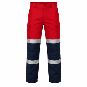 Custom Logo Mens Industrial Workwear Pants Reflective Tape Dual <b>Cargo</b> Pockets Two Tone Safety Trousers Custom Safety <b>Work</b> Pants - Product Image 1