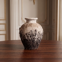 Vase à fleurs en céramique artisanale rustique en terre cuite émaillée, taille moyenne, pour décoration esthétique de la maison, accessoires de table style Bali