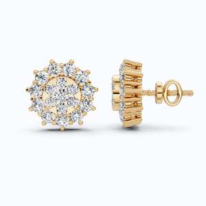 14K Solid Gold Cut Lab Grown Diamond Halo Cluster <b>Stud</b> <b>Earrings</b> IGI Certified Bridal Wedding Party Luxury <b>Fine</b> Jewelry - Product Image 6