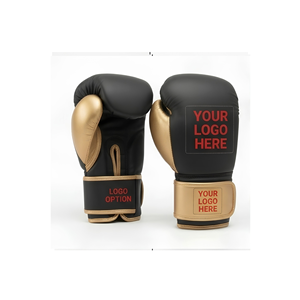 Guantes de Boxeo Personalizables Negros y Dorados de Cuero Genuino Transpirables y Ecológicos con Cierre de Cordones en la Muñeca para Adultos - Product Image 4