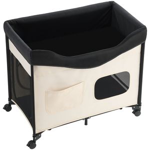 Cuccia Rialzata Pieghevole per Animali Domestici in Alluminio, Letto a Castello per Cani in Tessuto Oxford 600D e Velluto Olandese, Portatile con Ruote e Supporti Laterali - Product Image 2