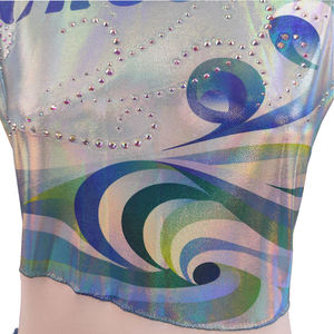 Green Sparkle Printed Cheerleader Uniform High Stretch 100% Polyester Competition Performance Set for Adults - Product Image 3