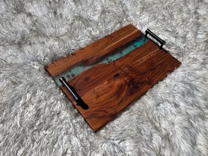 Bandeja de madera para decoración de mesa, bandeja de madera de acacia natural para comedor, elegante bandeja de madera para la hora del té - Product Image 5