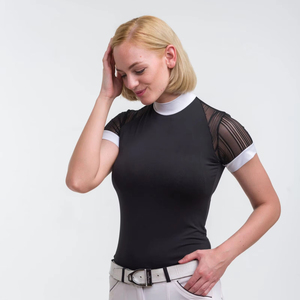 เสื้อผู้หญิงไซส์ใหญ่ ผ้ายืดสแปนเด็กซ์/โพลีเอสเตอร์ ระบายอากาศได้ดี ไม่ยับ คอทรงโอ แขนยาว ทรงเข้ารูป กระดุมติดโลโก้ ดีไซน์หรูหรา สวมใส่สบาย - Product Image 1