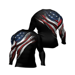 Custom Design Men's Long Sleeve Rashguard BJJ <b>Compression</b> Wear 100% Polyester Premium Quality OEM Service Heat-Transfer Printed - Product Image 1