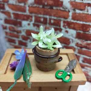 Pot en céramique miniature à l'échelle 1:12, mini-jardinière marron moucheté, décoration pour maison de poupée, cadeau pour les 14 ans et plus - Product Image 5