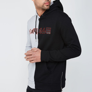 Squale <b>Men's</b> 100% Cotton Eco-Friendly Pocket Front Print Hoodie <b>Grey</b> Black Regular Fit Casual <b>Sweatshirt</b> Winter Streetwear - Product Image 4