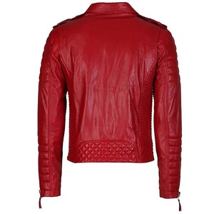 เสื้อแจ็คเก็ตหนัง PU สีแดงสำหรับผู้หญิง แบบมีซับในลายควิลท์ ปิดด้วยซิป แขนยาว สไตล์ฤดูใบไม้ร่วง - Product Image 2