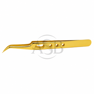 Pinza Curva para Extensión de Pestañas, Herramienta Aplicadora de Pestañas Curva de Acero Inoxidable Dorado de Precisión - Product Image 5