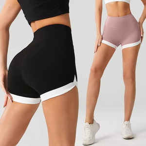Women High Waist Solid Color Knitted Sport Shorts Quick Dry Spandex Polyester Material - Product Image 5